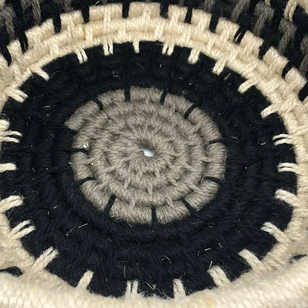 Decorative Coil Yarn Round Basket with Handle 12